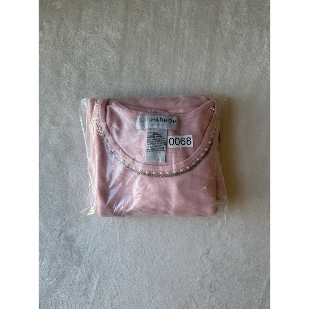 Sag Harbor Women's Sweater Top 3XL Pink Cozy‎ Soft Knit Short Sleeve Embellished - Picture 6 of 6